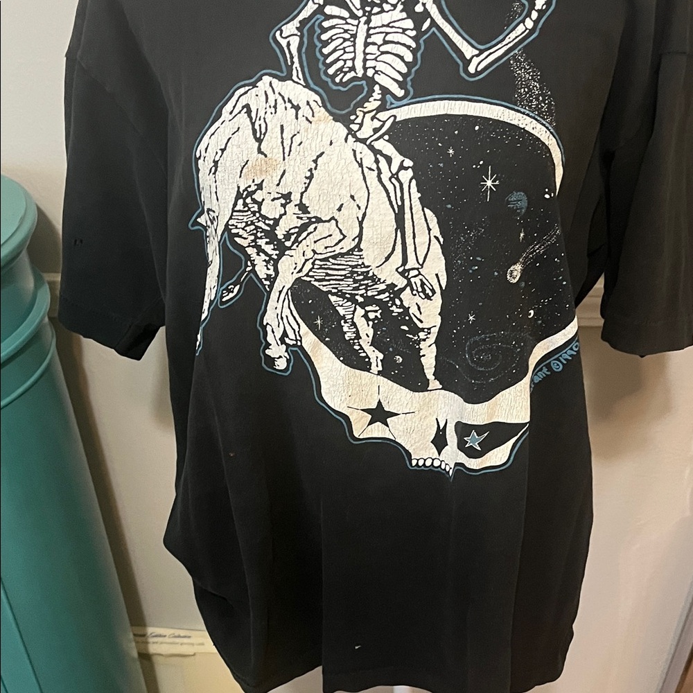 Black Graphic Tee with Skeleton Design